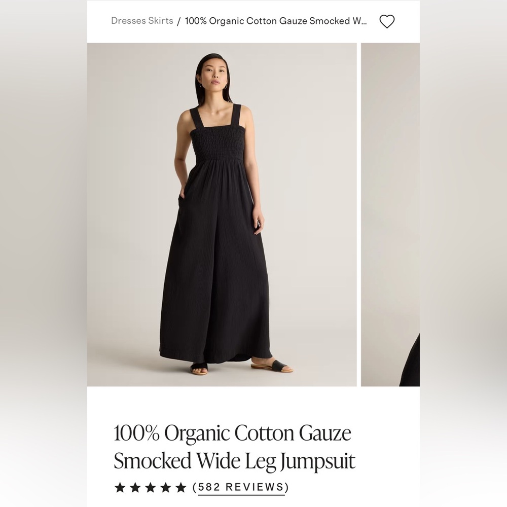 Quince Cotton Gauze Black Wide-Leg Jumpsuit